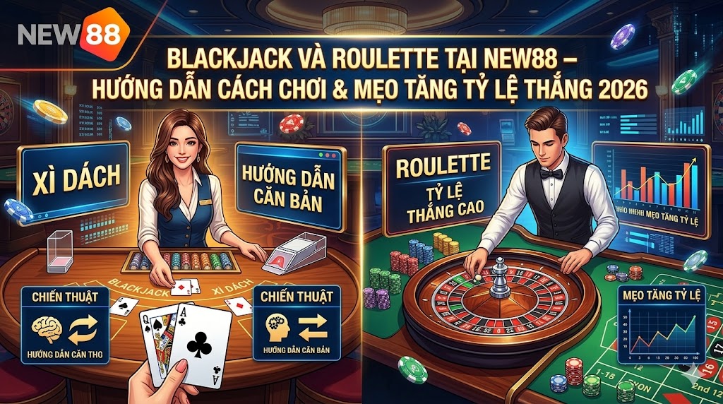 Blackjack và roulette NEW88 cách chơi tăng tỷ lệ thắng